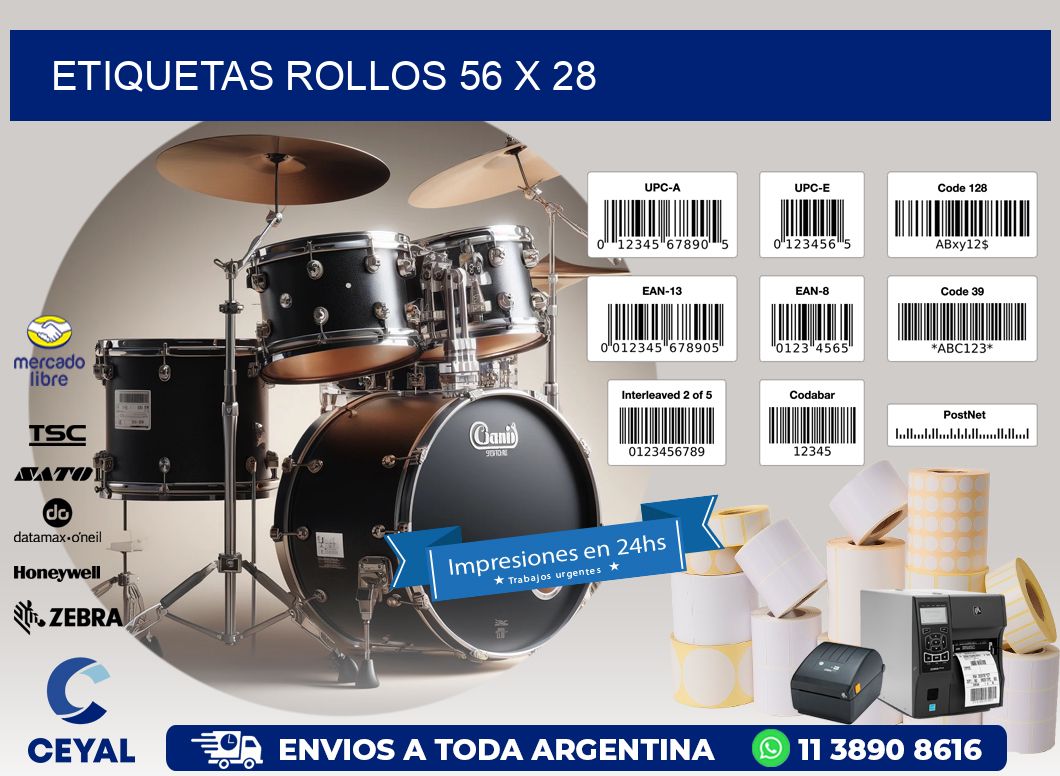 etiquetas rollos 56 x 28