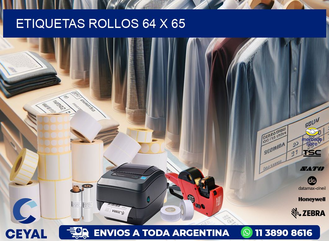 etiquetas rollos 64 x 65