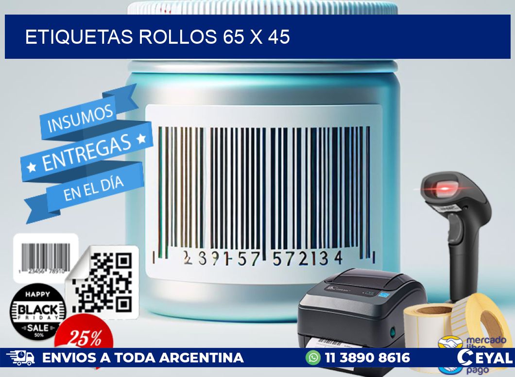 etiquetas rollos 65 x 45