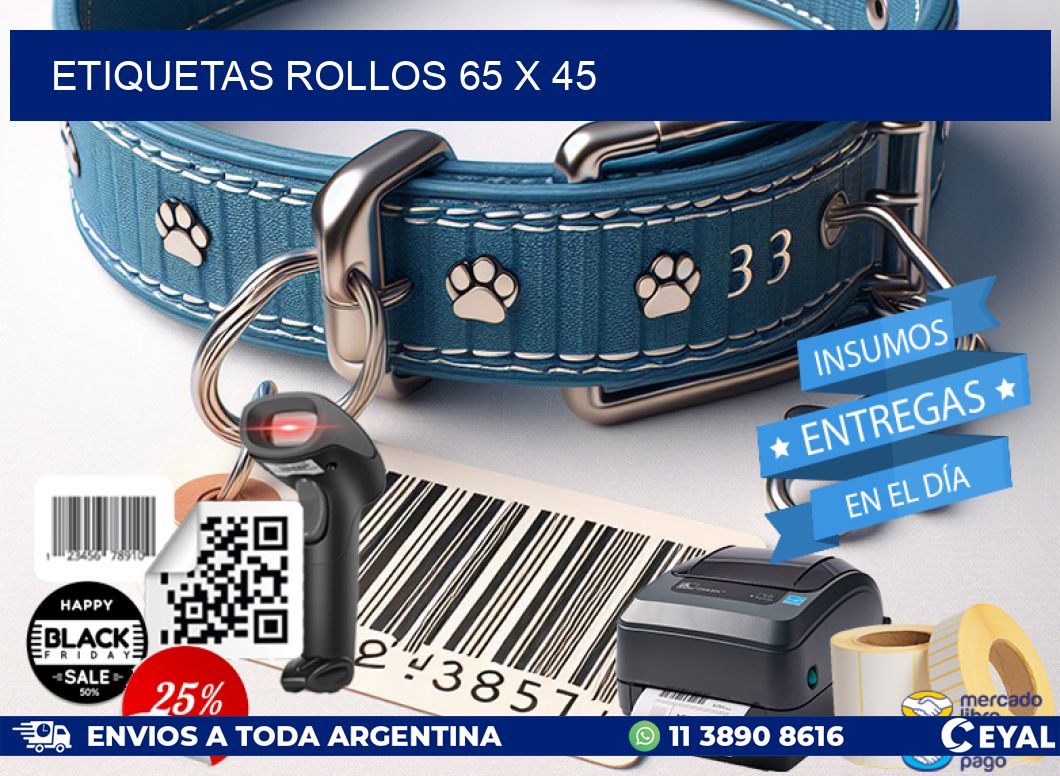 etiquetas rollos 65 x 45
