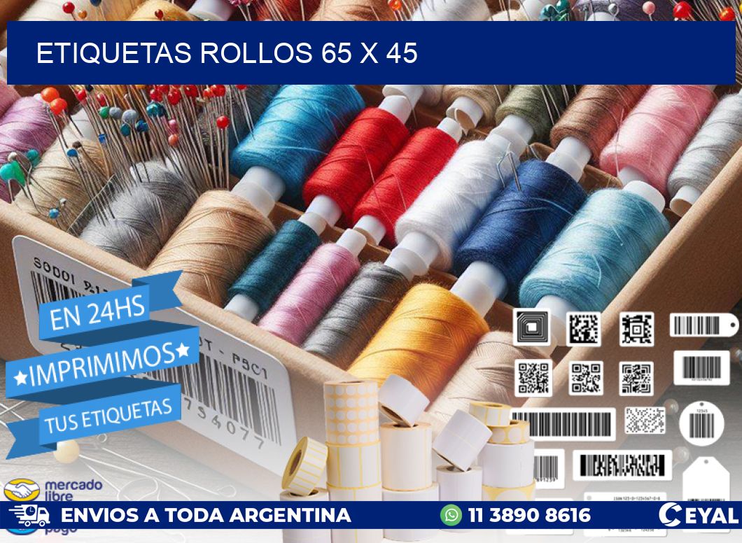 etiquetas rollos 65 x 45