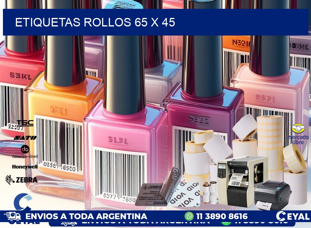 etiquetas rollos 65 x 45