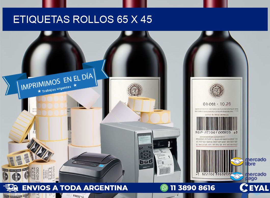 etiquetas rollos 65 x 45