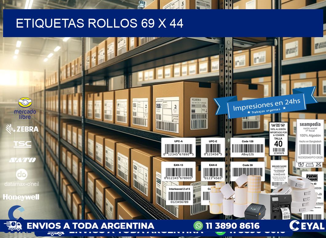 etiquetas rollos 69 x 44