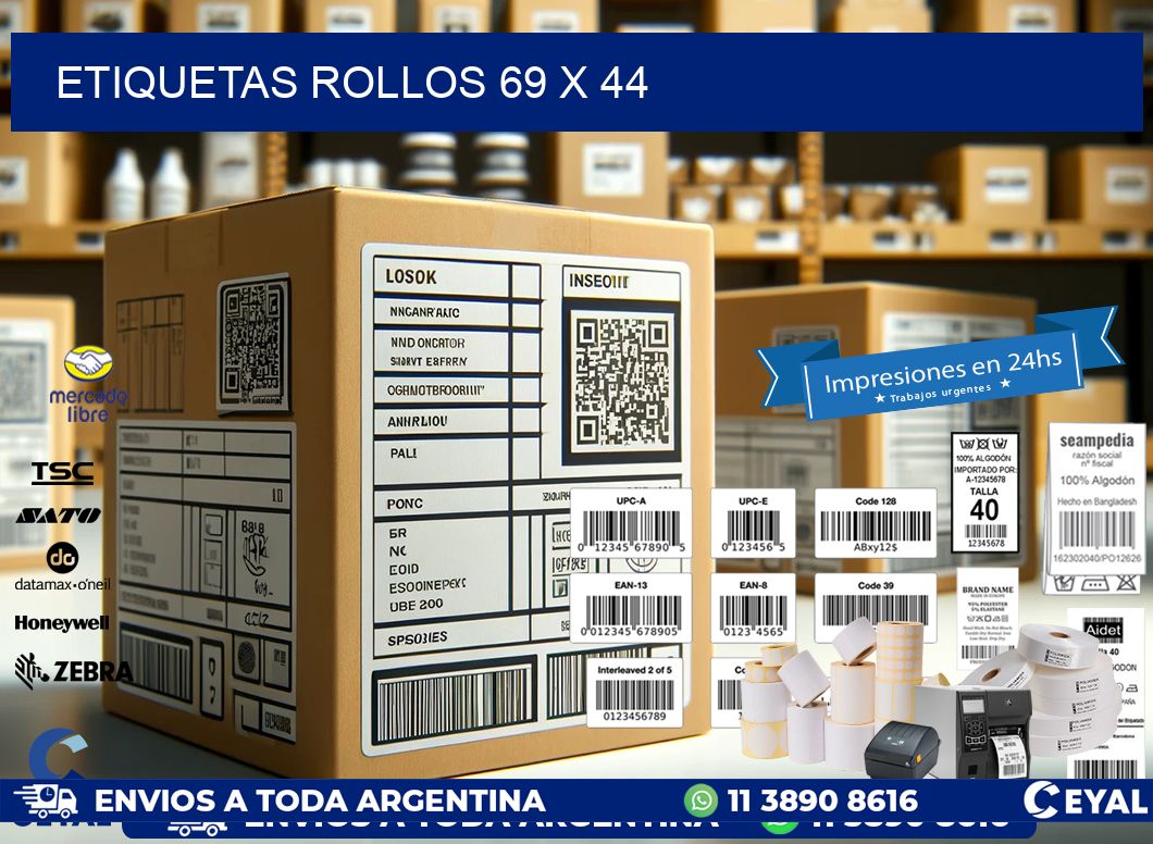 etiquetas rollos 69 x 44
