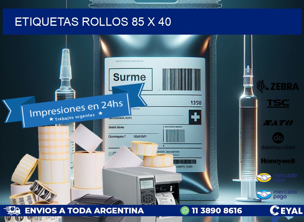 etiquetas rollos 85 x 40