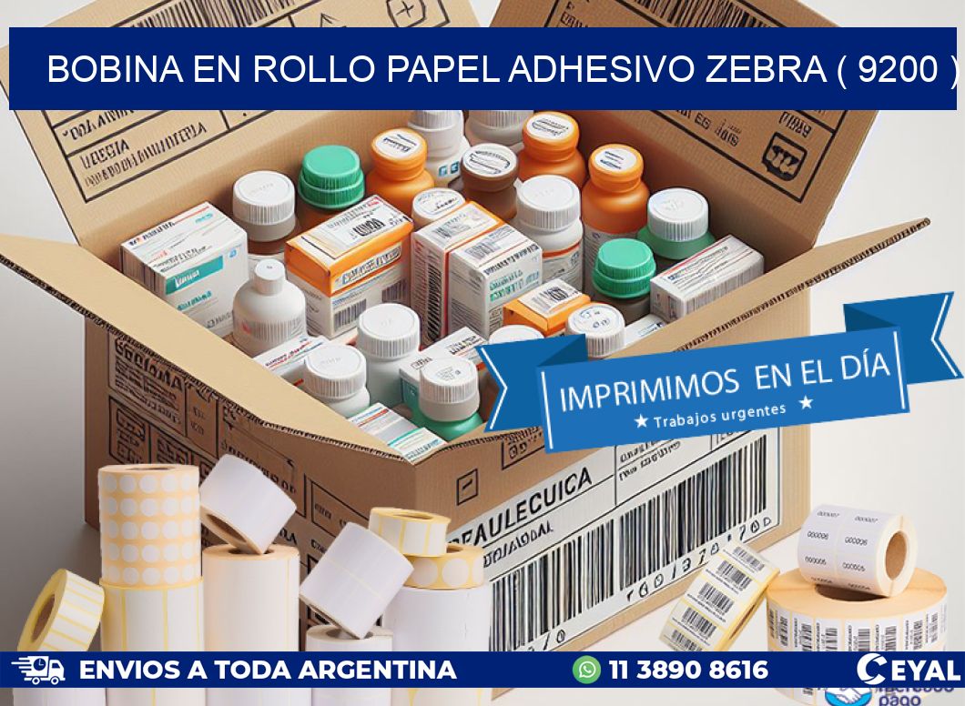 BOBINA EN ROLLO PAPEL ADHESIVO ZEBRA ( 9200 )