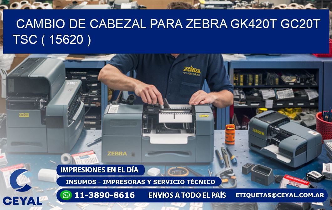 CAMBIO DE CABEZAL PARA ZEBRA GK420T GC20T TSC ( 15620 )