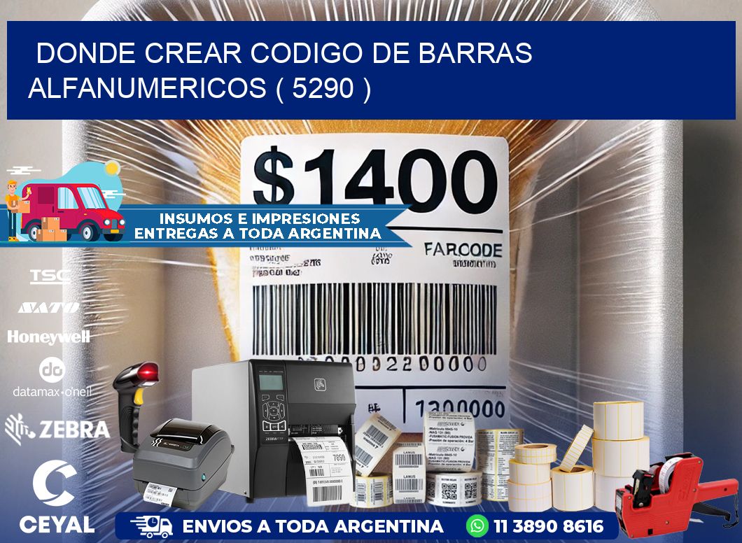 DONDE CREAR CODIGO DE BARRAS ALFANUMERICOS ( 5290 )