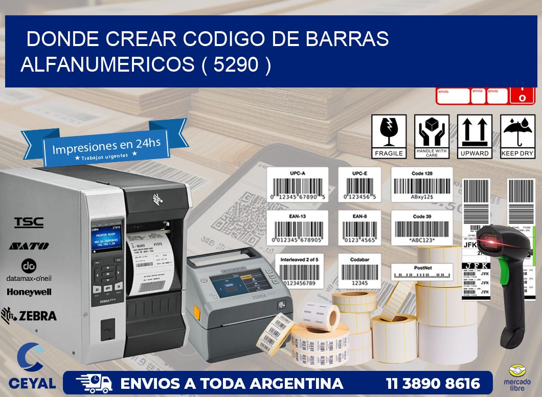 DONDE CREAR CODIGO DE BARRAS ALFANUMERICOS ( 5290 )