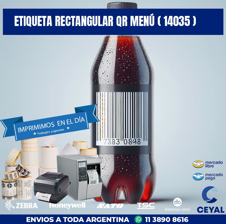 ETIQUETA RECTANGULAR QR MENÚ ( 14035 )