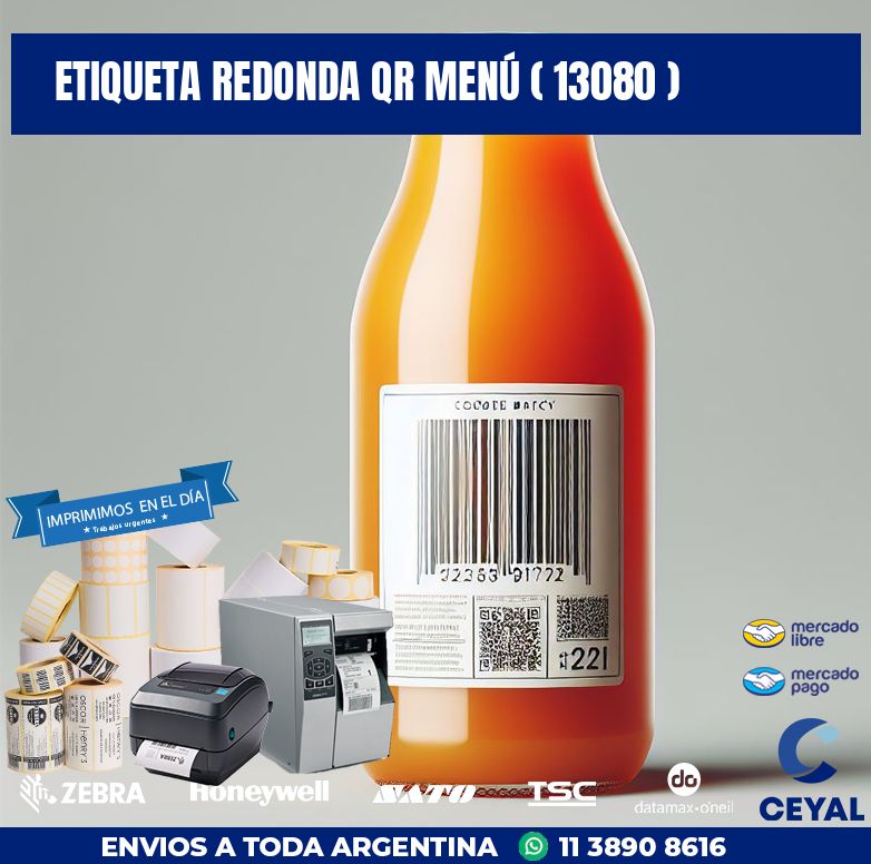 ETIQUETA REDONDA QR MENÚ ( 13080 )