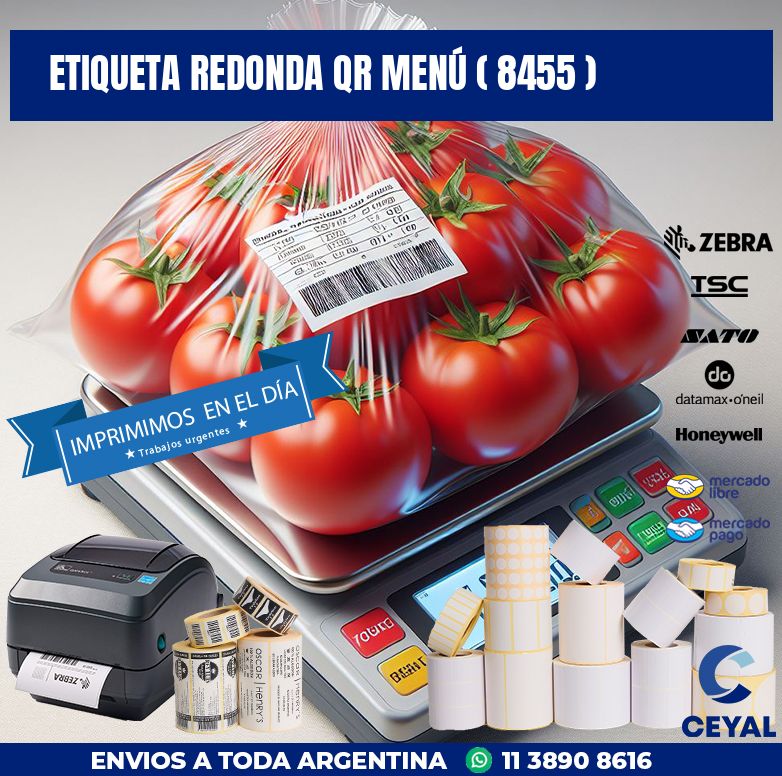ETIQUETA REDONDA QR MENÚ ( 8455 )