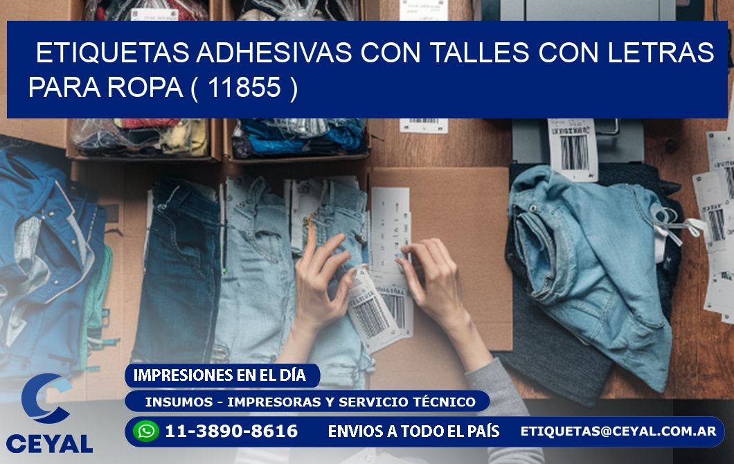 ETIQUETAS ADHESIVAS CON TALLES CON LETRAS PARA ROPA ( 11855 )