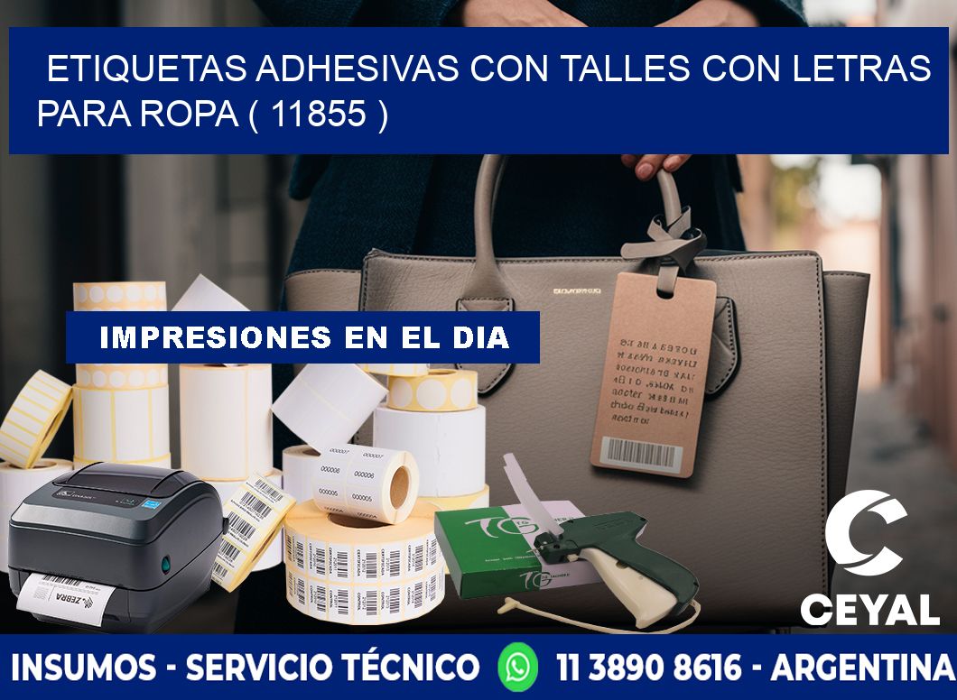 ETIQUETAS ADHESIVAS CON TALLES CON LETRAS PARA ROPA ( 11855 )