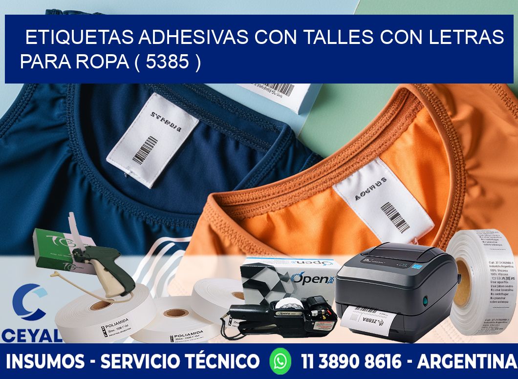 ETIQUETAS ADHESIVAS CON TALLES CON LETRAS PARA ROPA ( 5385 )