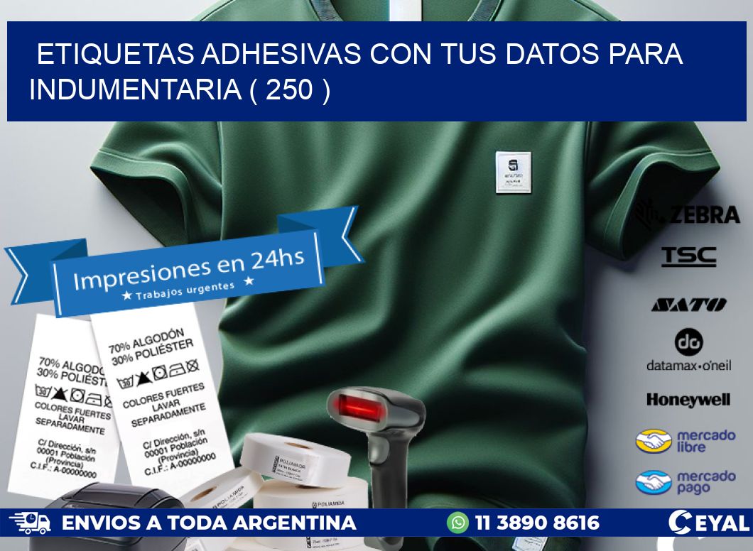 ETIQUETAS ADHESIVAS CON TUS DATOS PARA INDUMENTARIA ( 250 )