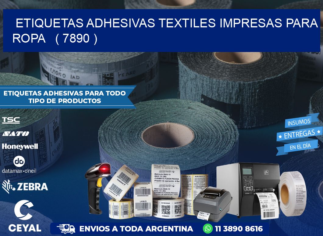 ETIQUETAS ADHESIVAS TEXTILES IMPRESAS PARA ROPA   ( 7890 )