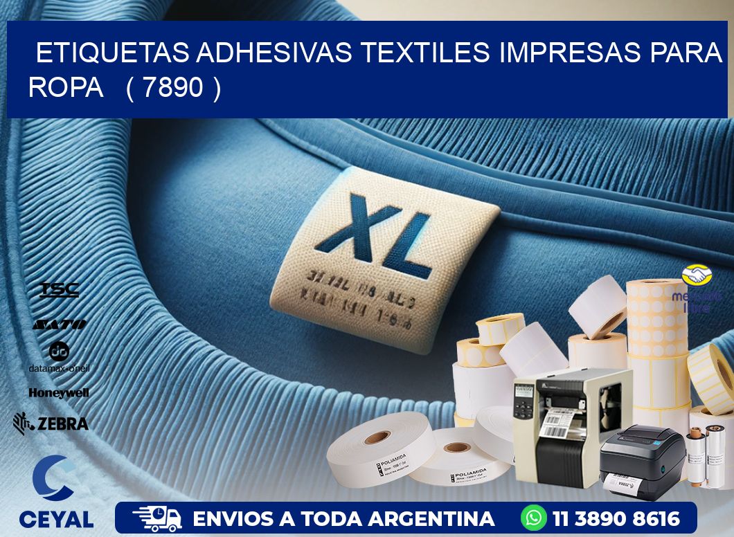 ETIQUETAS ADHESIVAS TEXTILES IMPRESAS PARA ROPA   ( 7890 )