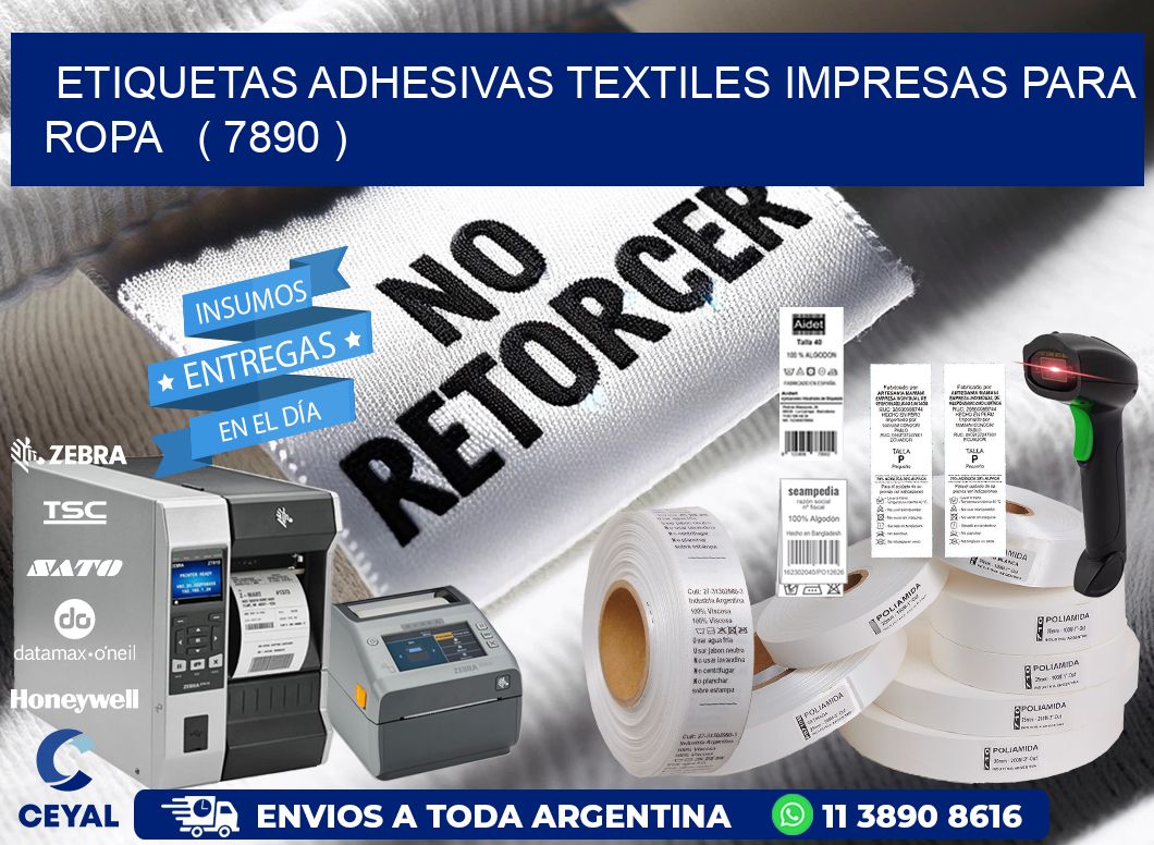 ETIQUETAS ADHESIVAS TEXTILES IMPRESAS PARA ROPA   ( 7890 )