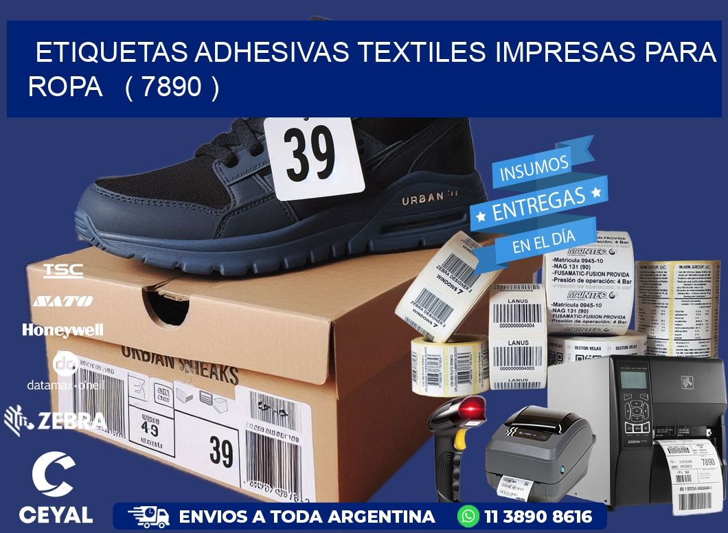 ETIQUETAS ADHESIVAS TEXTILES IMPRESAS PARA ROPA   ( 7890 )