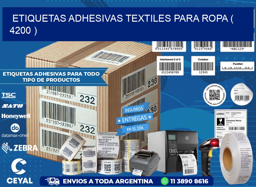 ETIQUETAS ADHESIVAS TEXTILES PARA ROPA ( 4200 )