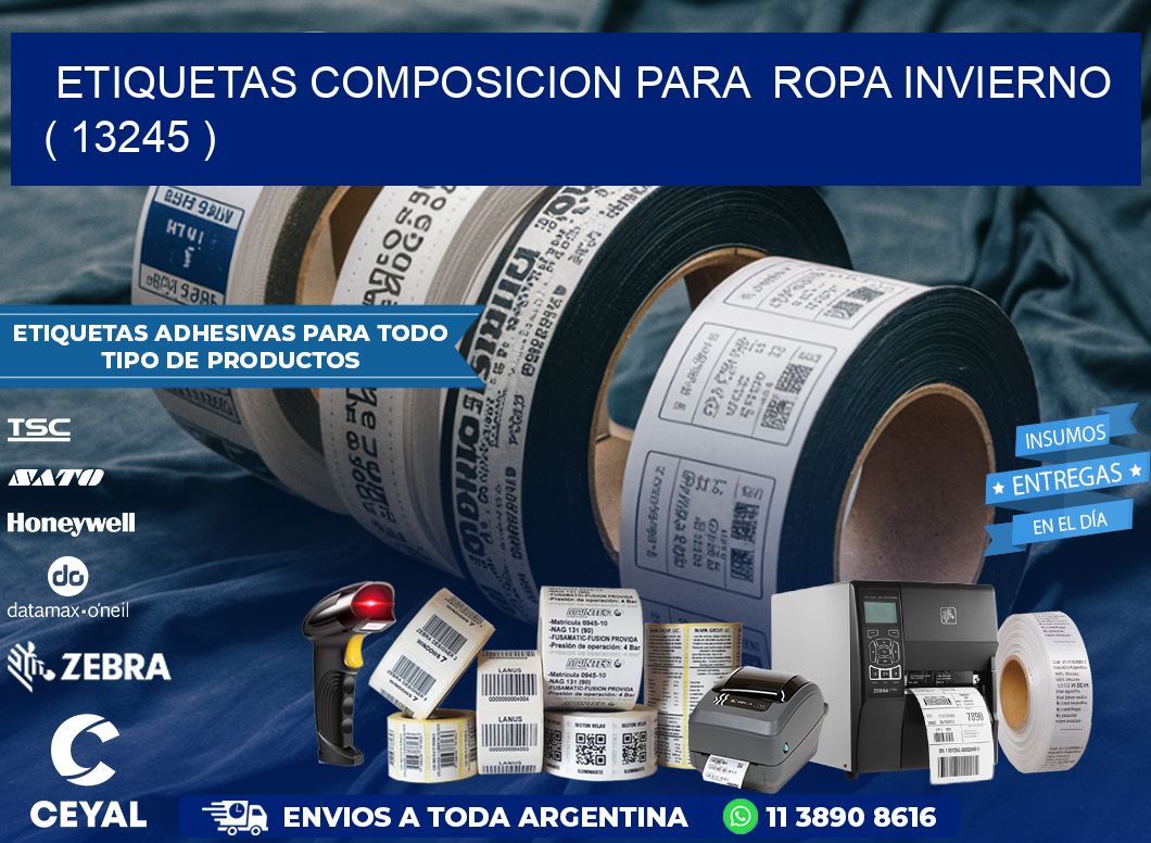 ETIQUETAS COMPOSICION PARA  ROPA INVIERNO   ( 13245 )
