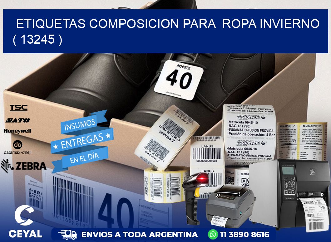 ETIQUETAS COMPOSICION PARA  ROPA INVIERNO   ( 13245 )