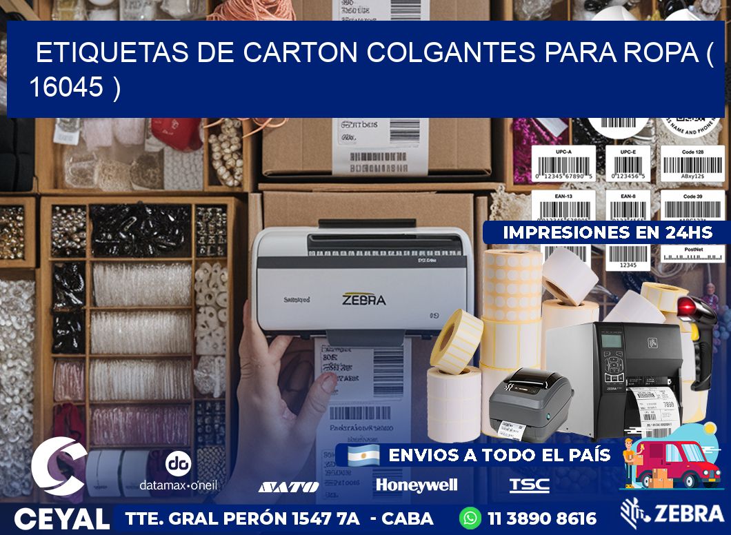 ETIQUETAS DE CARTON COLGANTES PARA ROPA ( 16045 )
