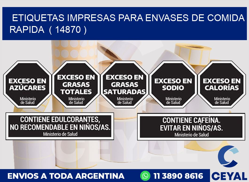 ETIQUETAS IMPRESAS PARA ENVASES DE COMIDA RAPIDA  ( 14870 )