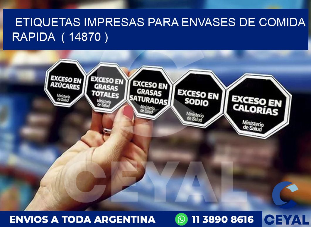 ETIQUETAS IMPRESAS PARA ENVASES DE COMIDA RAPIDA  ( 14870 )