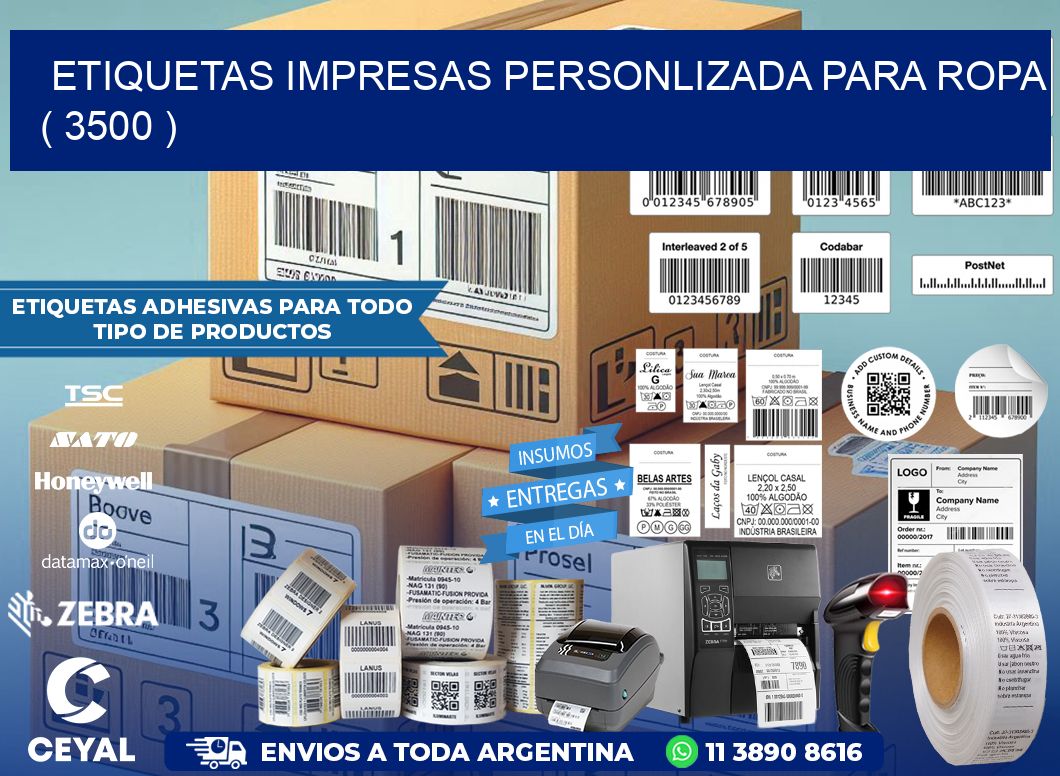 ETIQUETAS IMPRESAS PERSONLIZADA PARA ROPA ( 3500 )