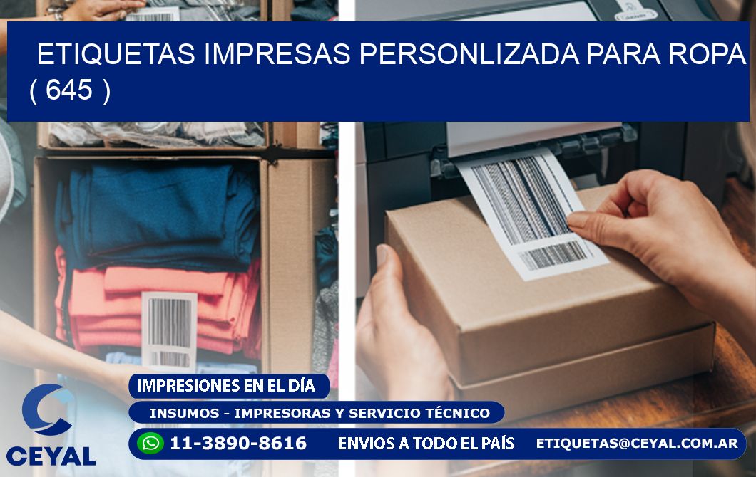 ETIQUETAS IMPRESAS PERSONLIZADA PARA ROPA ( 645 )