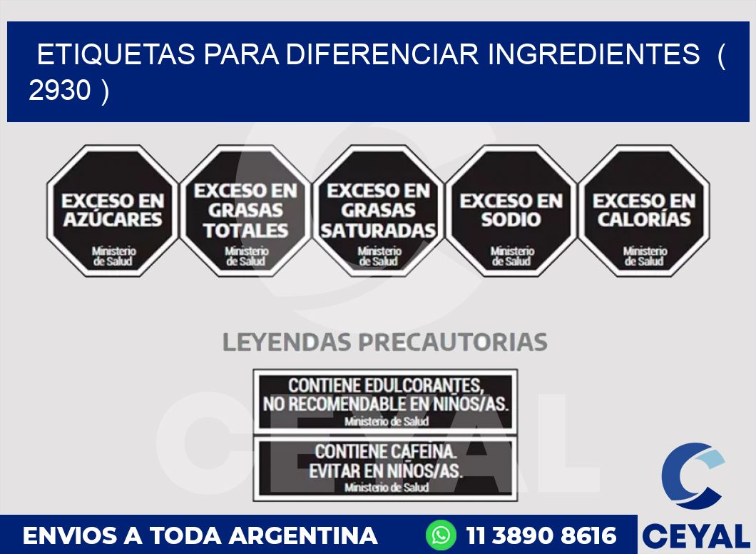 ETIQUETAS PARA DIFERENCIAR INGREDIENTES  ( 2930 )
