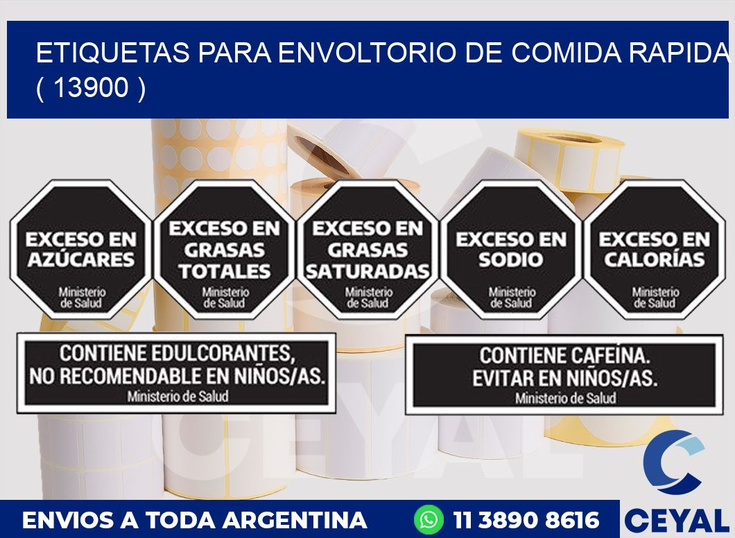 ETIQUETAS PARA ENVOLTORIO DE COMIDA RAPIDA  ( 13900 )