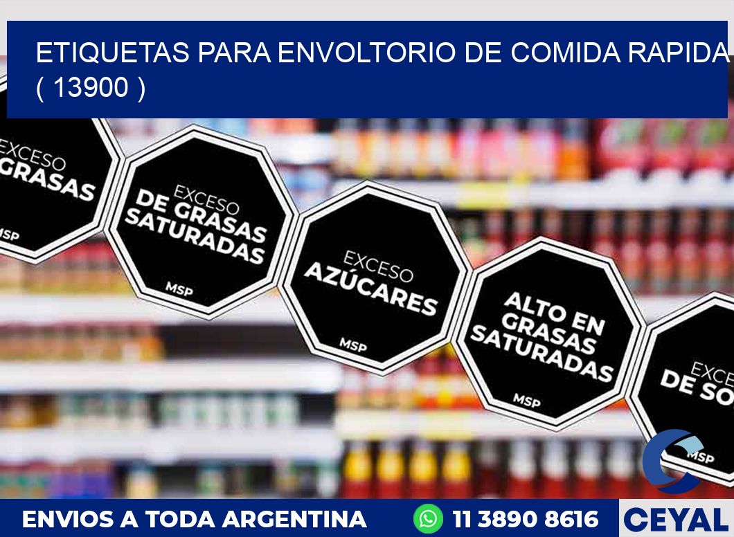 ETIQUETAS PARA ENVOLTORIO DE COMIDA RAPIDA  ( 13900 )
