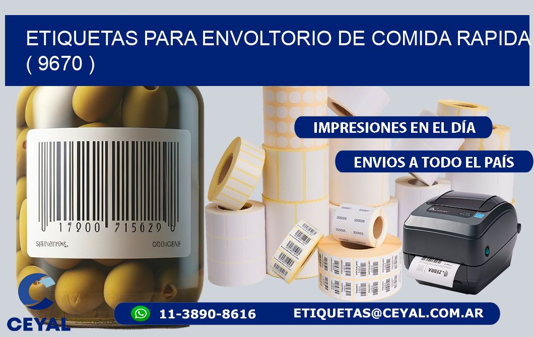 ETIQUETAS PARA ENVOLTORIO DE COMIDA RAPIDA  ( 9670 )