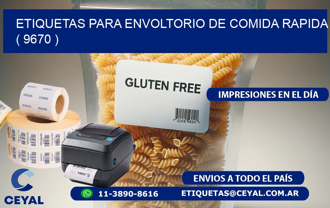 ETIQUETAS PARA ENVOLTORIO DE COMIDA RAPIDA  ( 9670 )