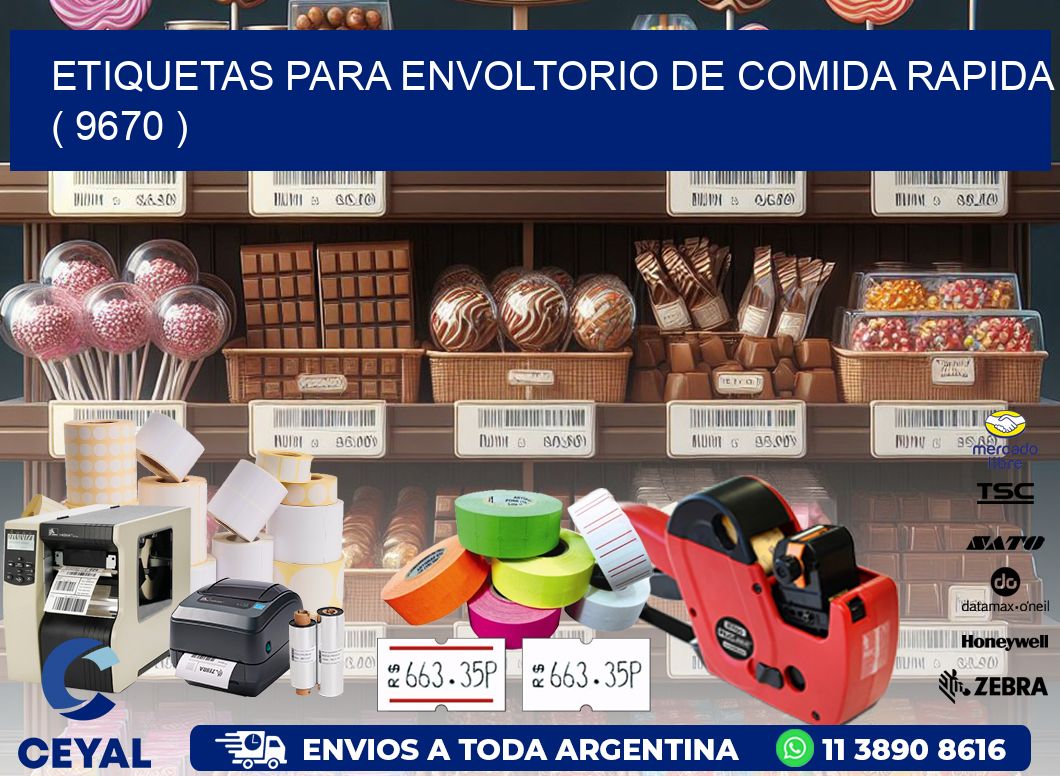 ETIQUETAS PARA ENVOLTORIO DE COMIDA RAPIDA  ( 9670 )