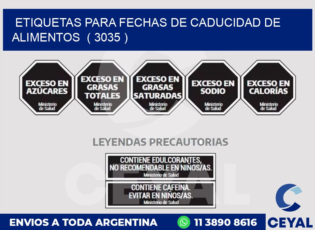 ETIQUETAS PARA FECHAS DE CADUCIDAD DE ALIMENTOS  ( 3035 )