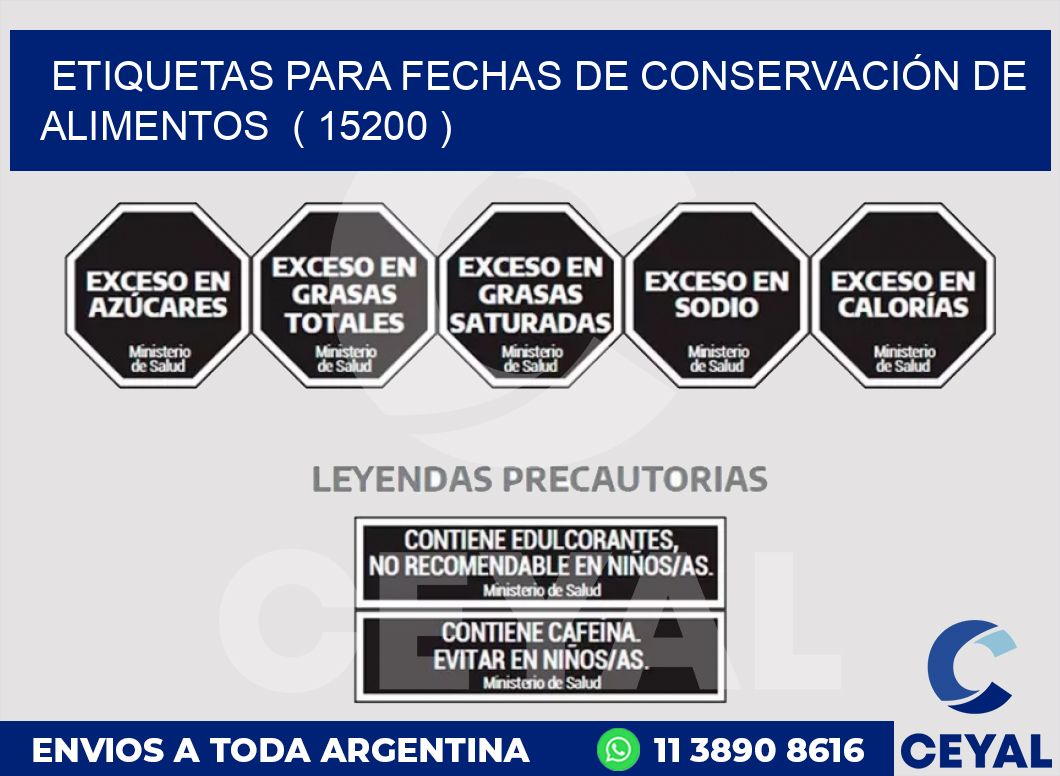 ETIQUETAS PARA FECHAS DE CONSERVACIÓN DE ALIMENTOS  ( 15200 )