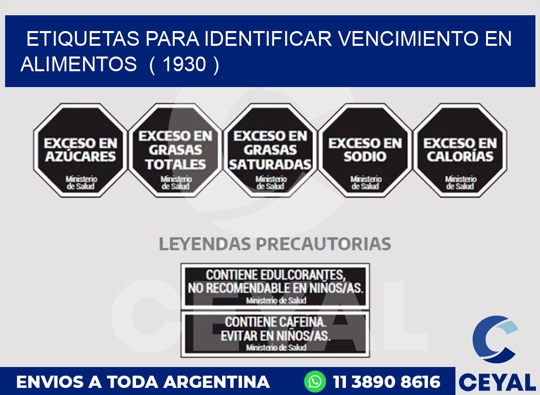 ETIQUETAS PARA IDENTIFICAR VENCIMIENTO EN ALIMENTOS  ( 1930 )