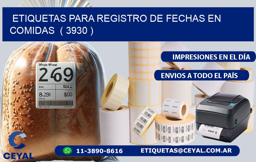 ETIQUETAS PARA REGISTRO DE FECHAS EN COMIDAS  ( 3930 )