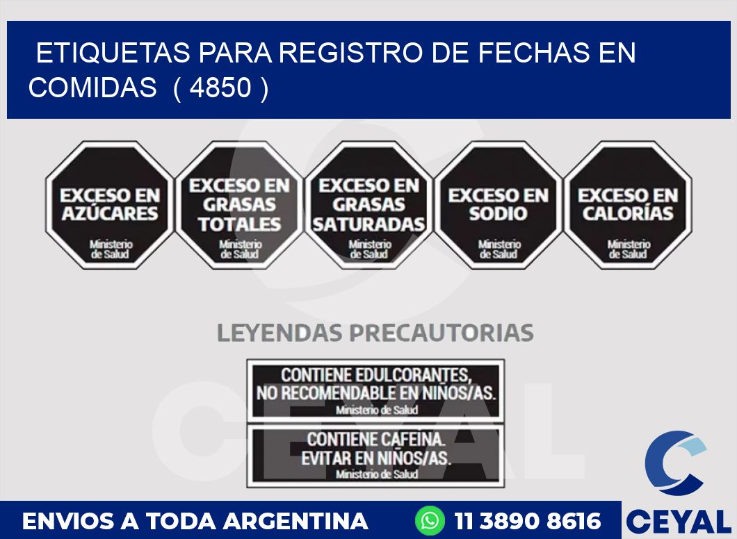 ETIQUETAS PARA REGISTRO DE FECHAS EN COMIDAS  ( 4850 )