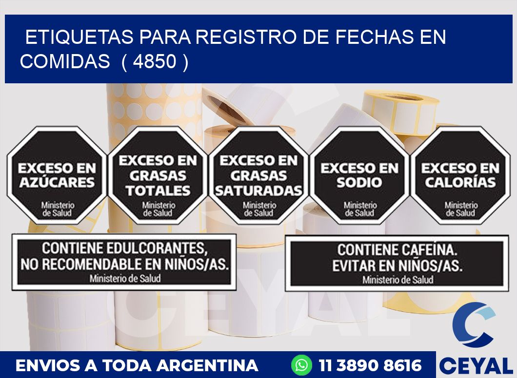 ETIQUETAS PARA REGISTRO DE FECHAS EN COMIDAS  ( 4850 )