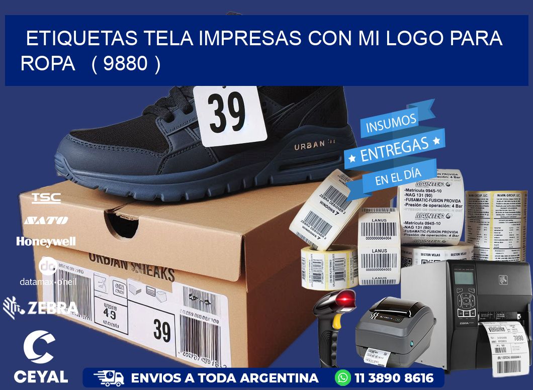 ETIQUETAS TELA IMPRESAS CON MI LOGO PARA ROPA   ( 9880 )
