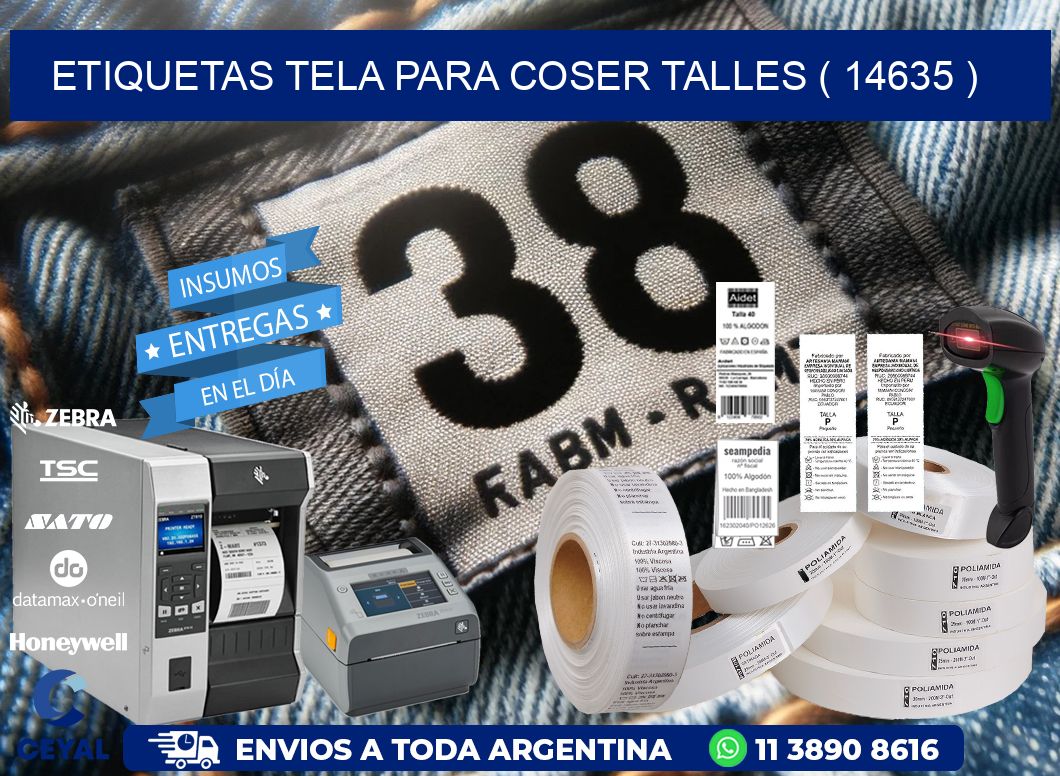 ETIQUETAS TELA PARA COSER TALLES ( 14635 )