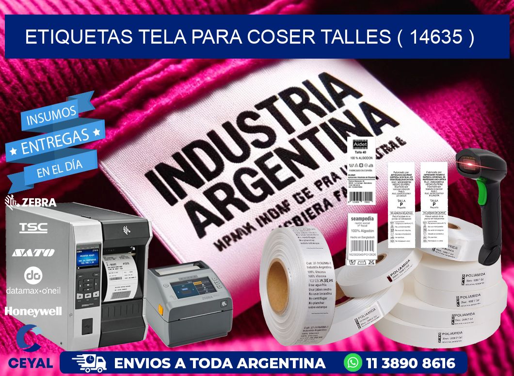 ETIQUETAS TELA PARA COSER TALLES ( 14635 )