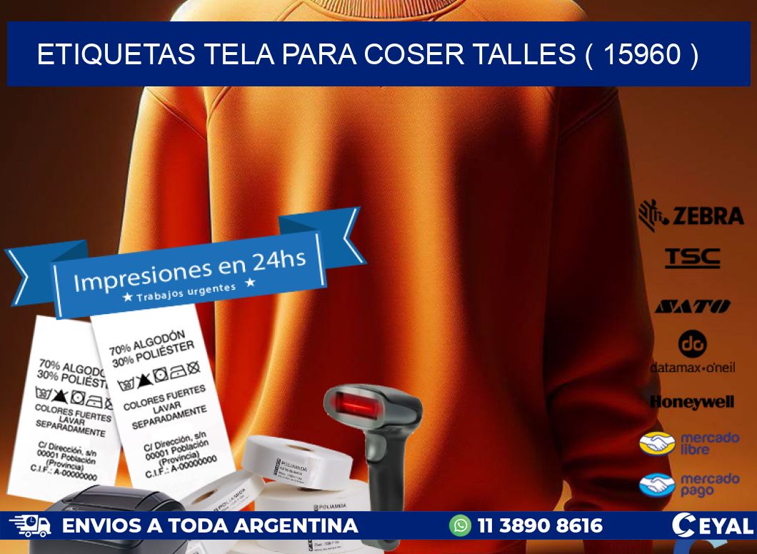 ETIQUETAS TELA PARA COSER TALLES ( 15960 )