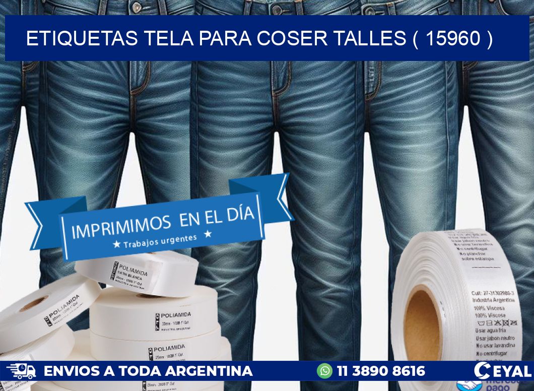 ETIQUETAS TELA PARA COSER TALLES ( 15960 )